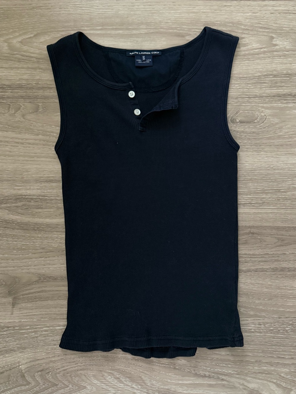 Ralph Lauren Golf Navy Ribbed Henley Tank Top